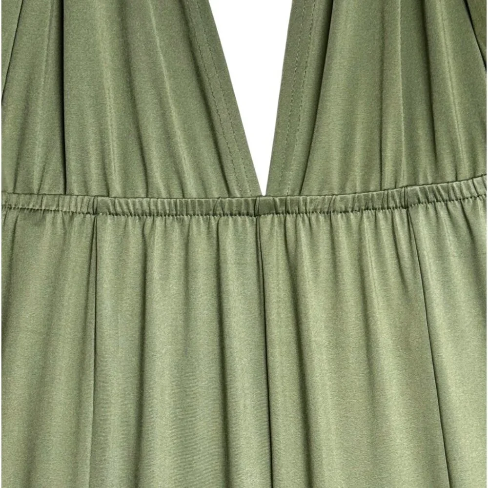 NEW 12th TRIBE HALTER JUMPSUIT FLOWY WIDE LEG BODYCON BADDIE FESTIVAL SML - Picture 4 of 6
